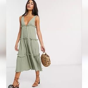 Asos khaki Midi Sundress sz.6